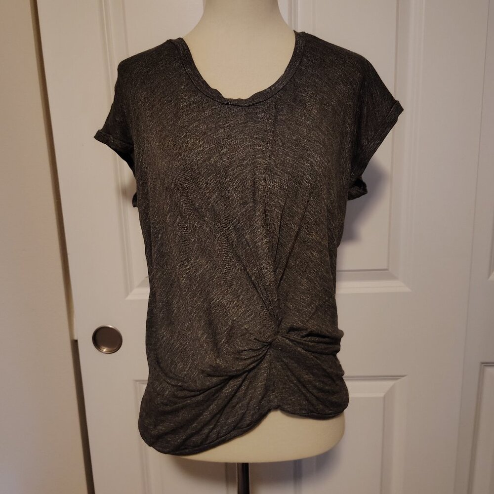 Anthropologie Dolan T-Shirt Made in Los Angeles Marled Grey Knot Accent